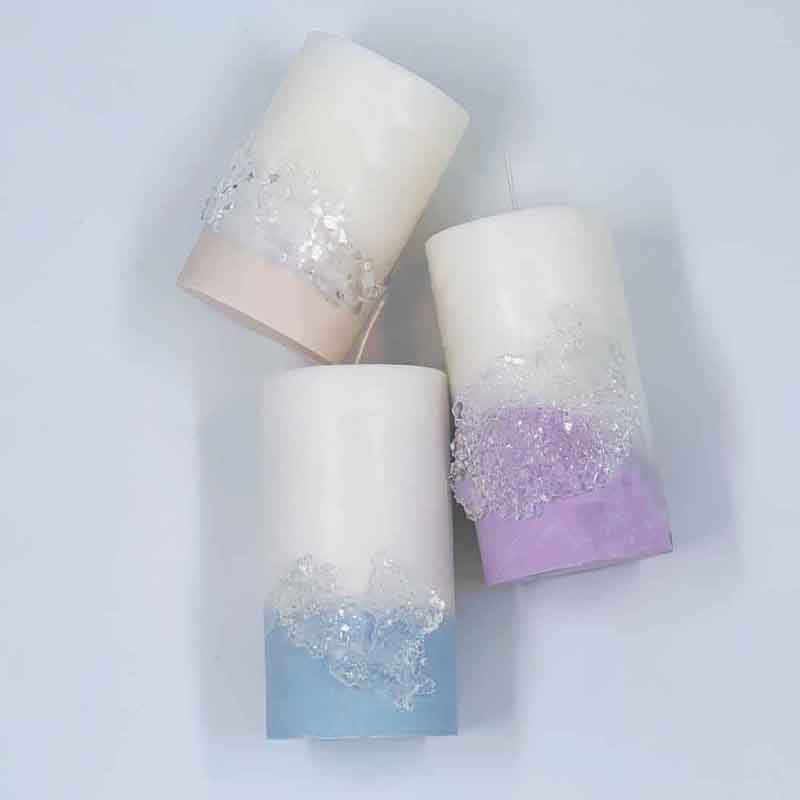 Pillar Crystal Textured Candle