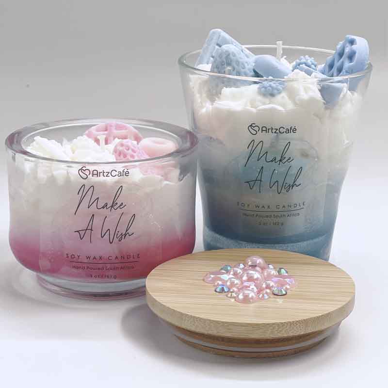 Make A Wish Pink JAR &amp; RHINESTONE LID Parfait Candle