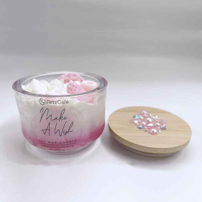Make A Wish Pink JAR &amp; RHINESTONE LID Parfait Candle