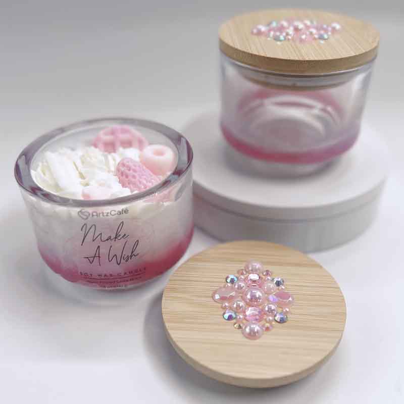 Make A Wish Pink JAR & RHINESTONE LID Parfait Candle