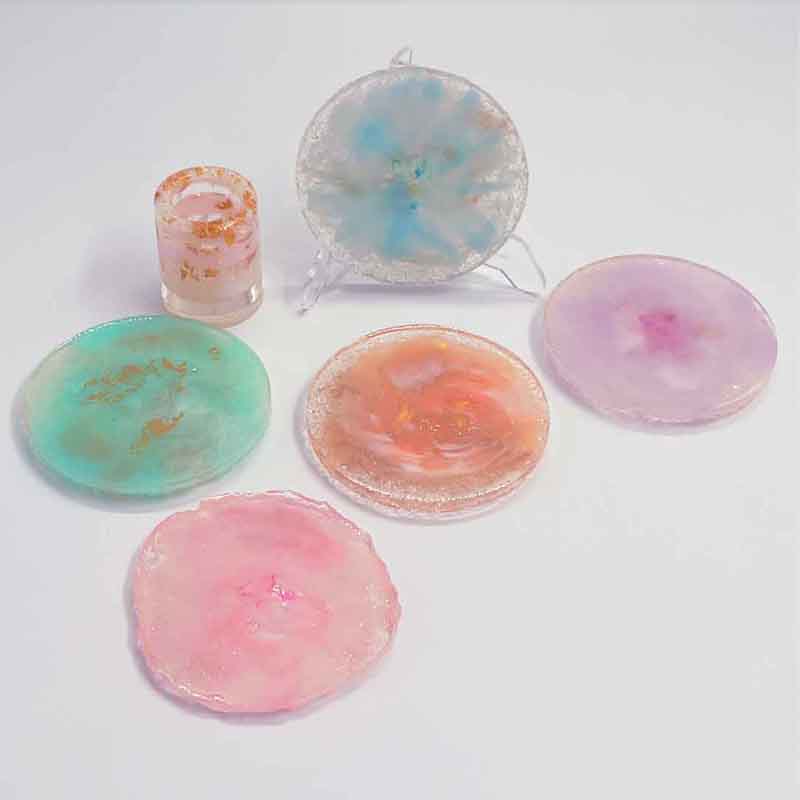 Resin Coaster Pastel Set of 5 and Toothpick holder.