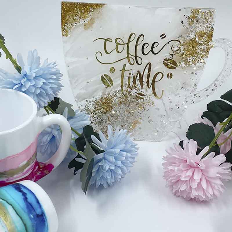 Resin Glitter Coffee Mug Coasters