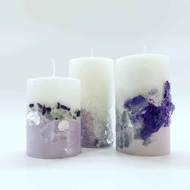Pillar Crystal Textured Candle