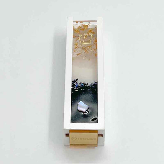 Indoor Mezuzah in Black, White & Gold Leaf