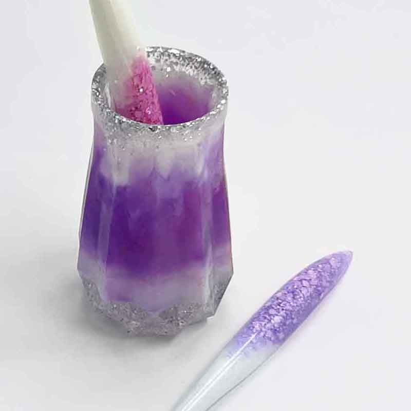 Resin Opague Purple and Silver Glitter Pot Vase Holder.