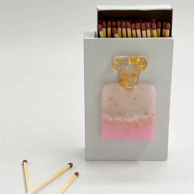 Perfume Bottle Resin Glitterati Wooden Match Box
