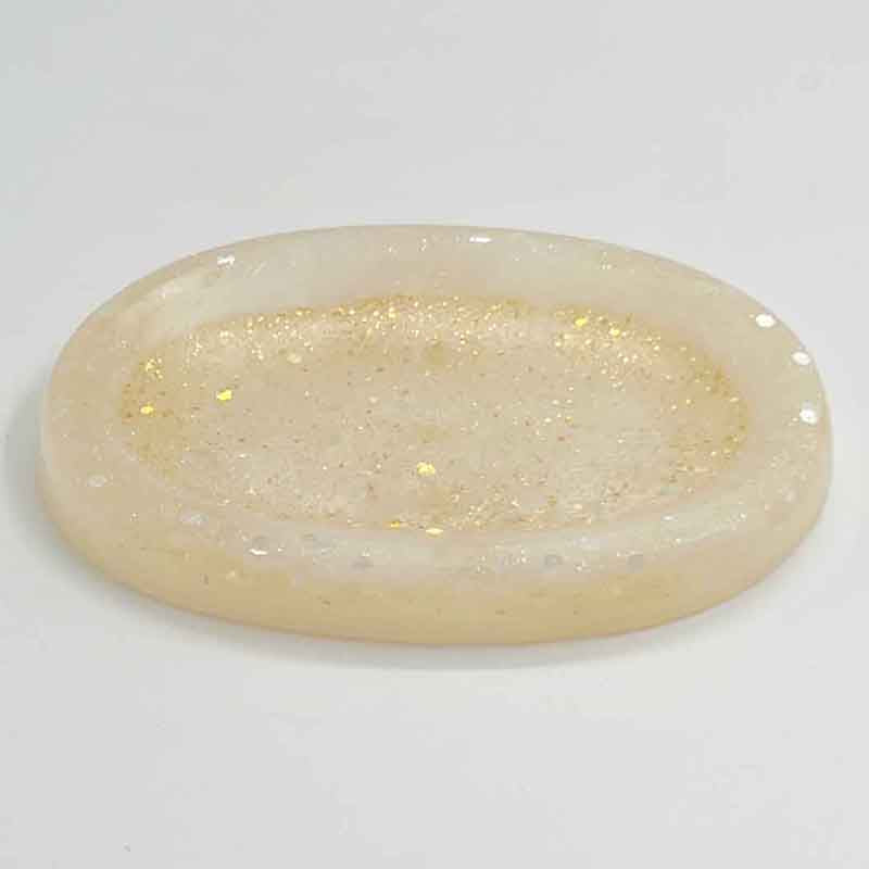 Resin Large Soap Dish adorned with Gold Glitter