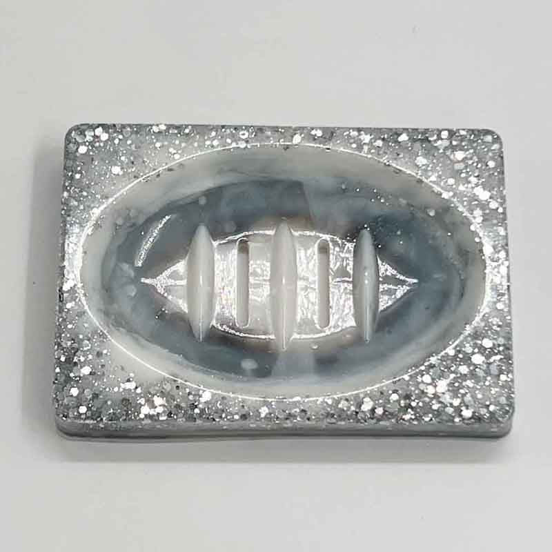 Resin Charcoal and Silver Large Soap Dish