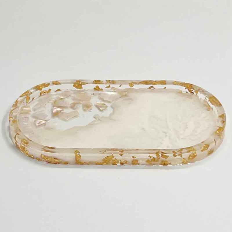 Resin Trinket Tray, Gold Leaf and Shells
